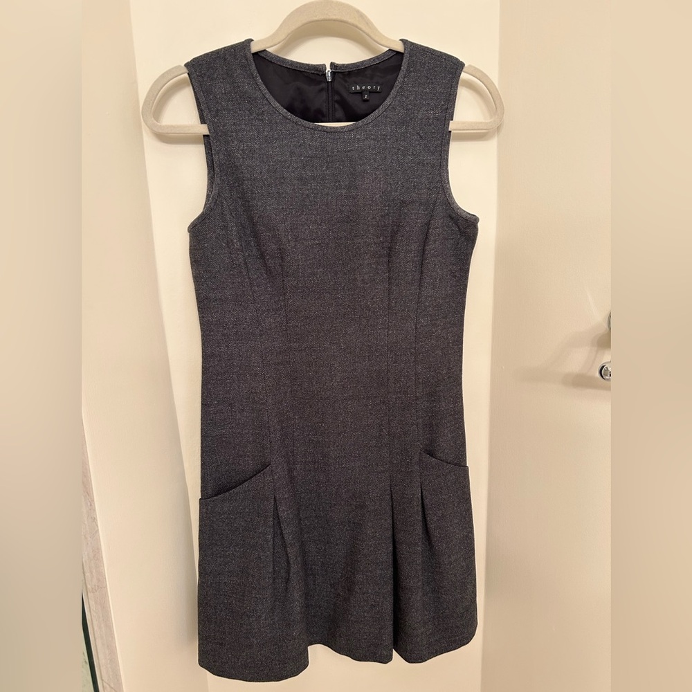 Theory Gray Sleeveless Sheath Dress